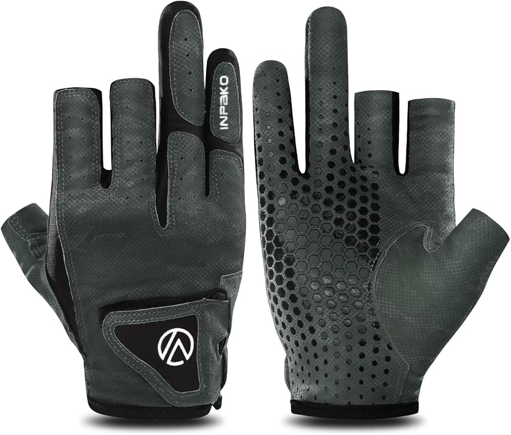 Fishing Gloves 3 Fingerless,Abrasion Resistant, Anti-Slip,Lightweight Breathable for Men Women,Ideal for Lure Fishing
