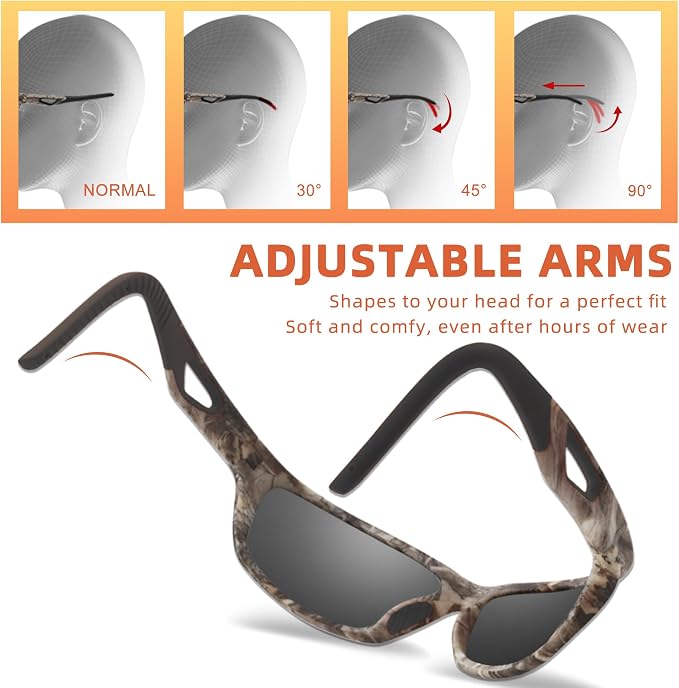 Camo Polarized Wrap-around Sport Sunglasses for Men Women UV400 Driving Fishing Hunting Sun Glasses