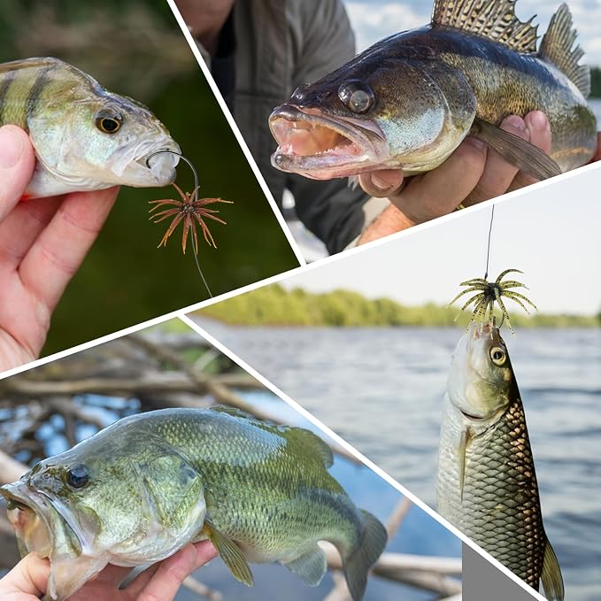 6 Pcs Soft Urchin Lures Fishing Saltwater Slow Floating Lures for Bass Trout Crappie