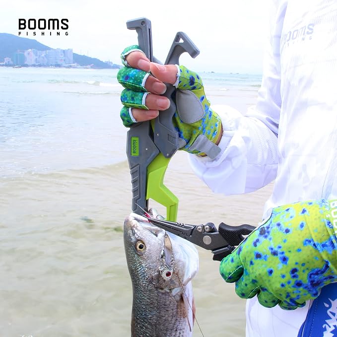 Booms Fishing G05 Lip Gripper Saltwater, 9.4" Plastic Catfish Grippers Pliers, Grabber Tool With Lanyard, Grips for Kayak Fishing Accessories, Great Holder for Caught Fish