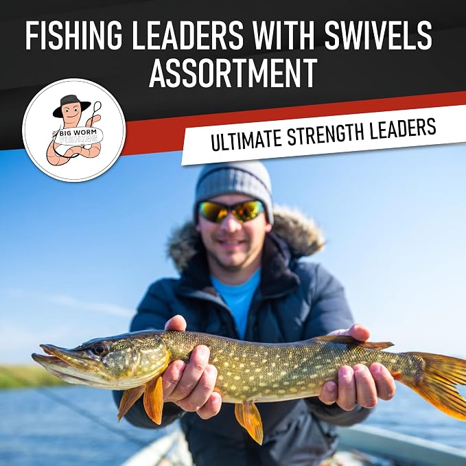 Fishing Leaders with Swivels - Carp - Pike - Catfish - Muskie - Walleye - Bass - Mackerel - Snapper