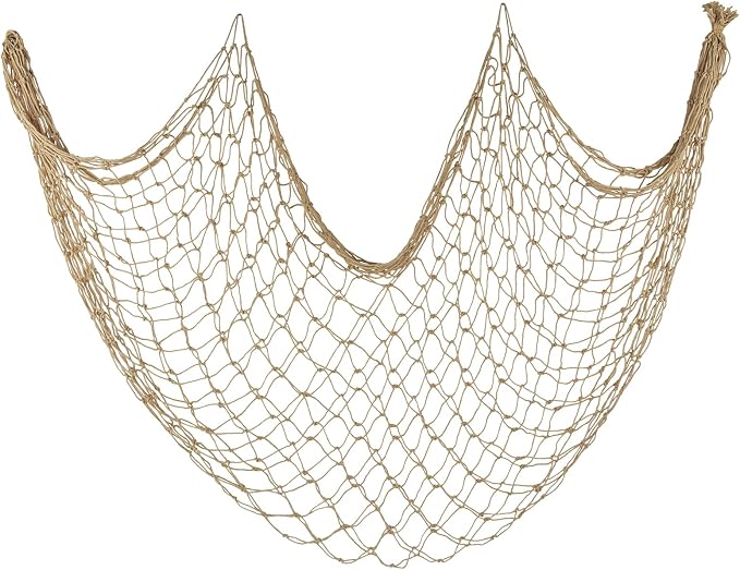 ZUEXT Caramel Decorative Fishing Net 5x10 ft, Large Picture Fish Net, Wall Photo Hanging Fishnet for Nautical Mermaid Pirate Ocean Themed Hawaii Beach Under the Sea Party Decorations