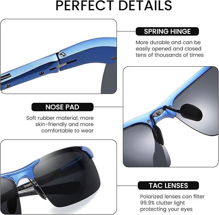 DUCO Polarized Sunglasses Mens Ultralight Carbon Fiber Sun Glasses for Men Driving Sports Fishing UV400 Protection DC8277