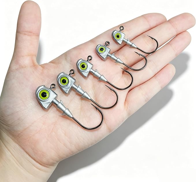 15pcs Swimbait Jig Heads Dual Bait Keeper 3D Eye Salt Fresh Water Soft Lure Hooks Multi Weight Assortment 1/8-1/2oz