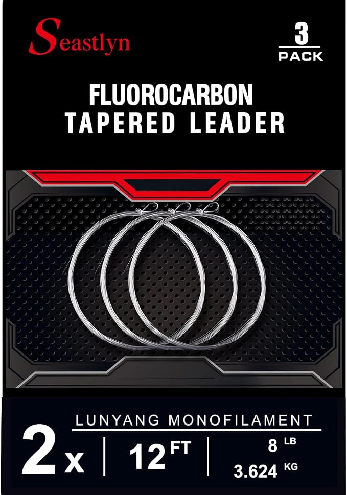 3 Packs Pre-Tied Loop Fly Fishing Tapered Leader Fluorocarbon 7.5FT 9FT 12FT 0X 1X 2X 3X 4X 5X 6X 7X 8LB-26LB
