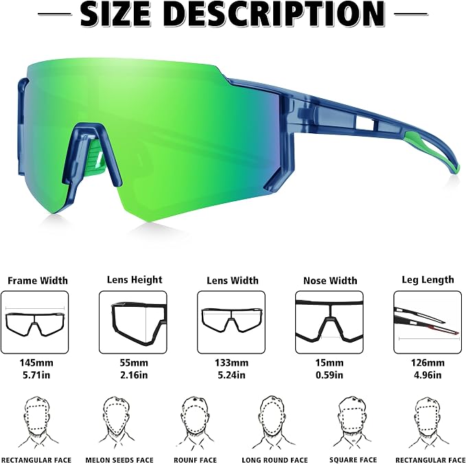 STORYCOAST Polarized Sports Sunglasses for Men Women,Driving Fishing Cycling Mountain Bike Sunglasses UV400 Protection