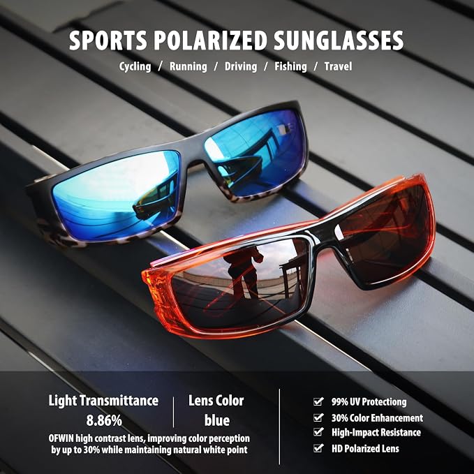 Polarized Sports Sunglasses for Men Women Unbreakable Frame Cycling Fishing Wrap Around Sunglasses UV400 Protection