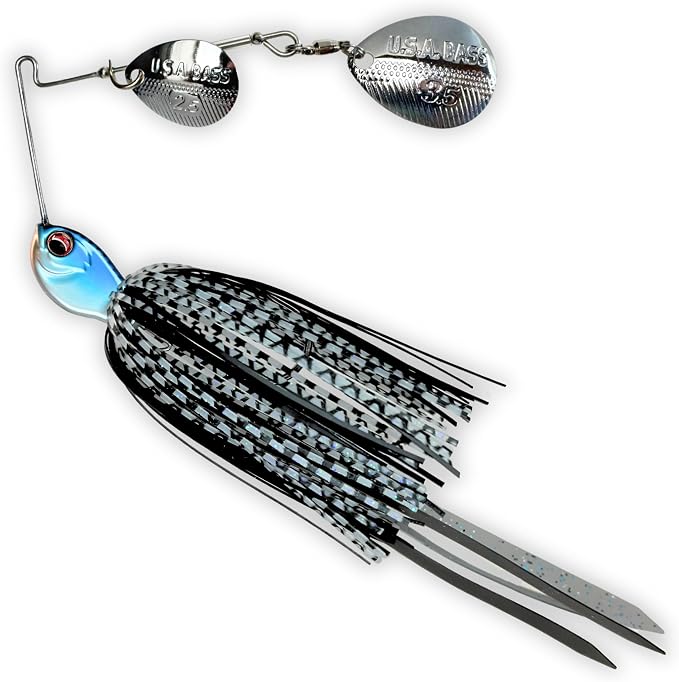 USA BASS Tackle Apache Attack Spinnerbait Type II Largemouth Smallmouth Spotted Bass Premium Fishing Bait Handtied Skirt Custom Blades Heavy Duty Hook New for 2025