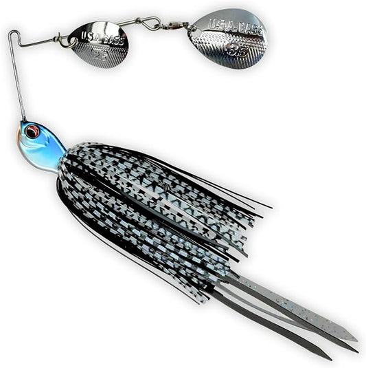 USA BASS Tackle Apache Attack Spinnerbait Type II Largemouth Smallmouth Spotted Bass Premium Fishing Bait Handtied Skirt Custom Blades Heavy Duty Hook New for 2025