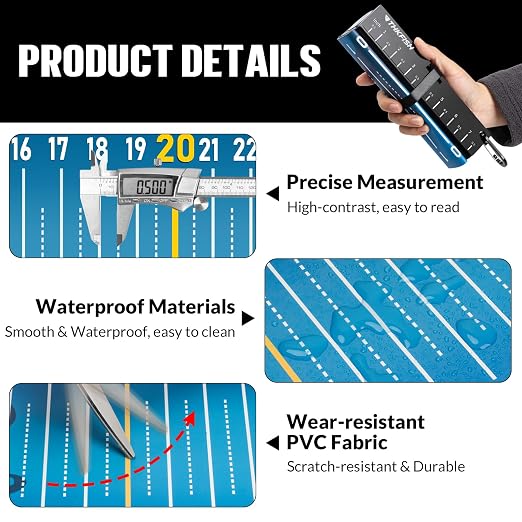THKFISH 53in Fish Ruler with Measuring Board, Portable Waterproof Folding Fishing Ruler Fish Measuring Tape for Boat, Kayak, Coolers, Yacht and Workbench (Blue)