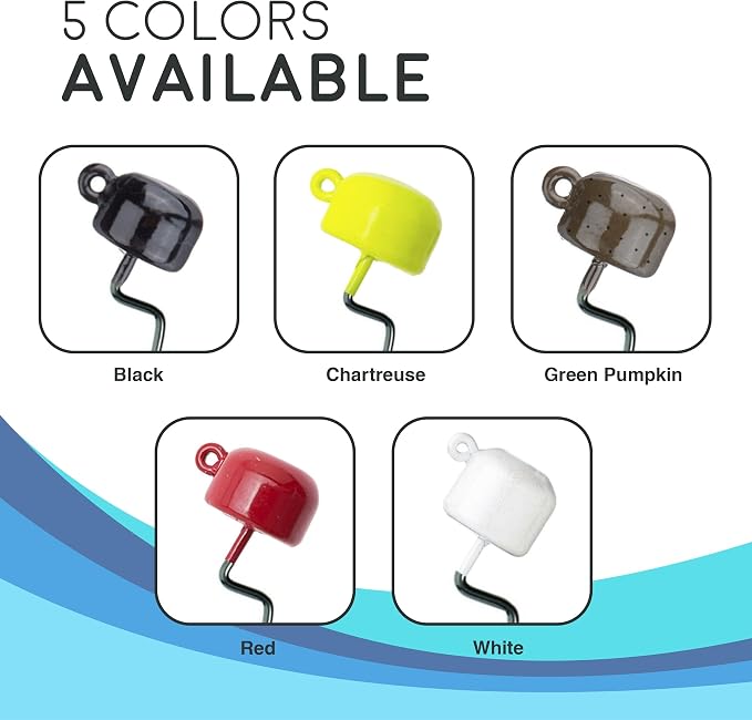 Reaction Tackle Tungsten Mushroom Head Jig Heads, Ned Rig Shroom Jigs for Finesse Bass Fishing, Stand Up Bait with Weedless and EWG Hook Options (5-Pack)