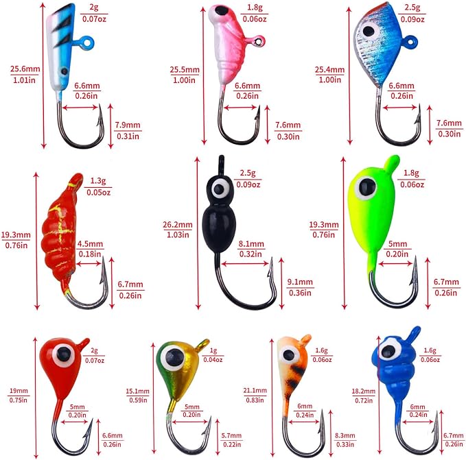 Ice Fishing Jigs Kit Essential Ice Fishing Lures for Beginners to Hook Big Fish and Reel in The Fun!