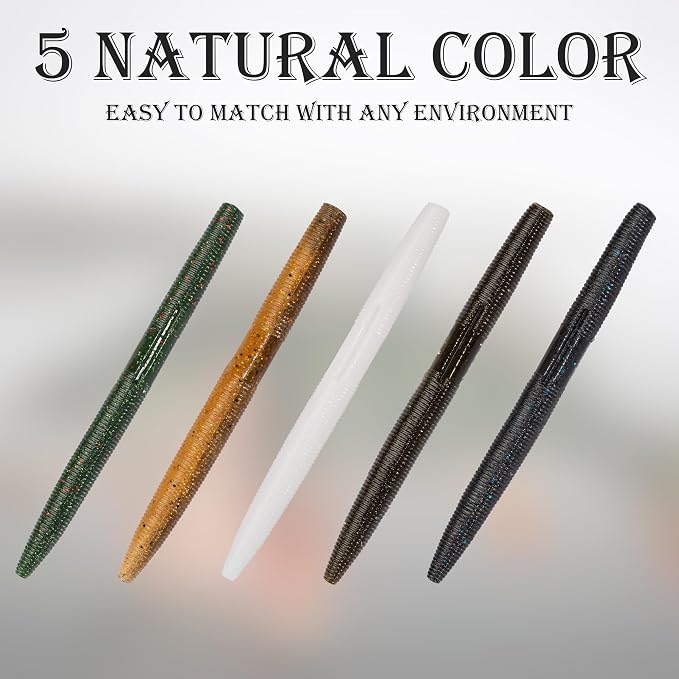 30/50/78/100Pcs Senko Worms Kit – 4"/5" Soft Plastic Fishing Lures with Salt Impregnation for Bass Fishing