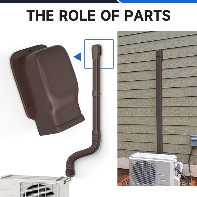 3'' Width Entry Wall Cover, PP Mini-Split Line Set Cover Accessories for Ductless Mini Split, Central AC and Heat Pumps, Brown