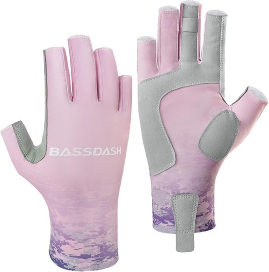 Bassdash ALTIMATE UPF 50+ Women’s Fishing Gloves UV Sun Protection Fingerless Gloves for Kayaking Paddling Hiking Cycling Driving Shooting Training