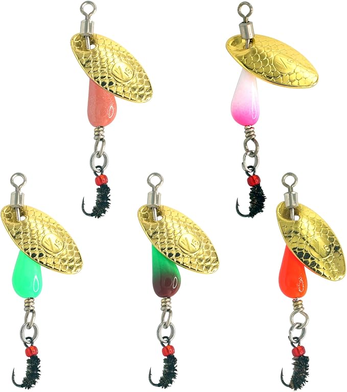 Trout Spinners - Fly Trout Fishing Lures for Bass Salmon Pike, Smallmouth Bass Lures with Brass Spinner for Lake River Fishing