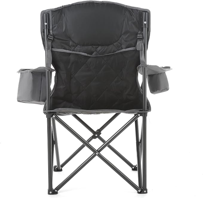 ARROWHEAD OUTDOOR Portable Deluxe Folding Camp Quad Chair w/Headrest, Glass & Cup Holders, Armest 6-can Cooler, Heavy Duty Carry Bag, 550 lbs Weight Capacity