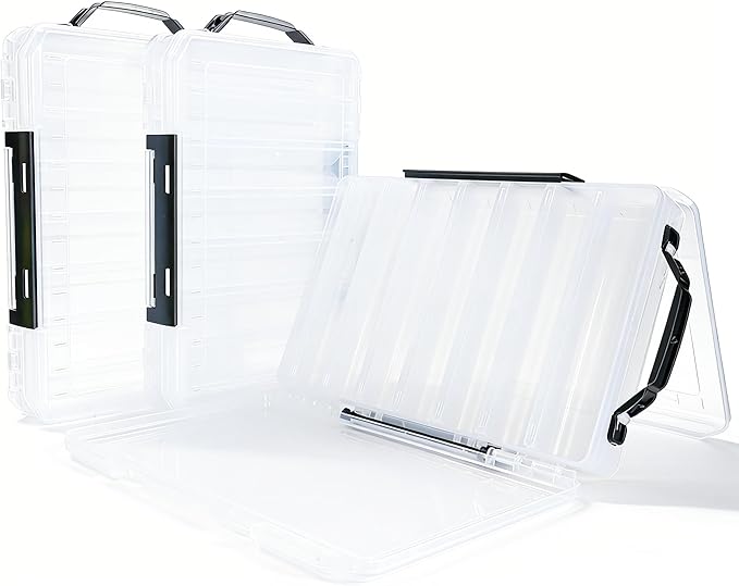 Fishing Tackle Boxes Lure Organizer: 2 Packs Hard Bait Storage Box - Double Sided Fishing Lure Case with 14 Compartments Container (White, L)