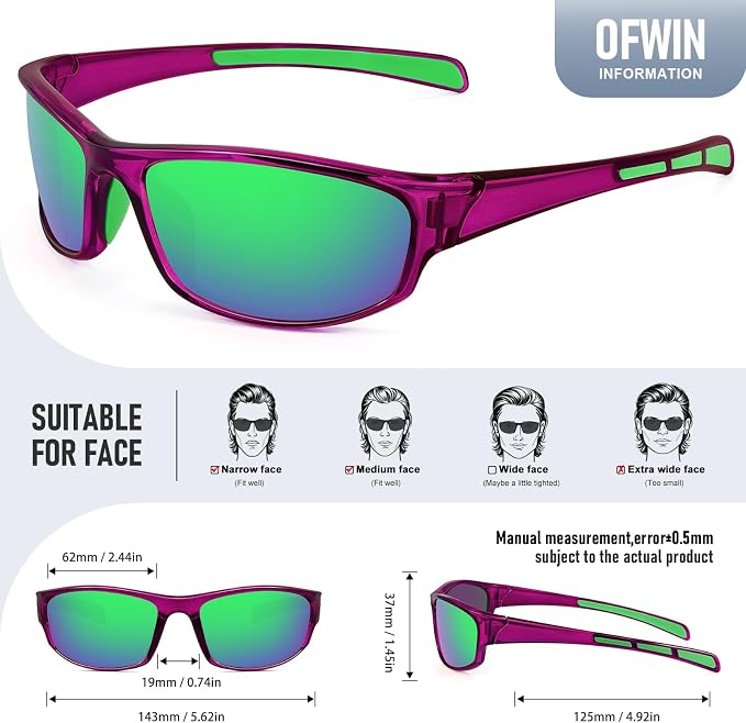 Sports Polarized Sunglasses for Men Women Wrap Around Sun Glasses Fishing Cycling Driving Running UV Protection
