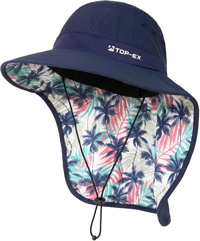 TOP-EX Cooling Sun Hat with Neck Flap – UPF 50+ Wide Brim Breathable Hat for Hiking, Fishing & Big Heads