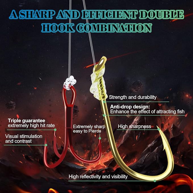 Walleye Rigs Kit, 41.5LB Spinner Rig Crawler Harness with Large Colorado Blades, 7PCS Pre-Rigged for Walleye & Perch Fishing, Worm Rig