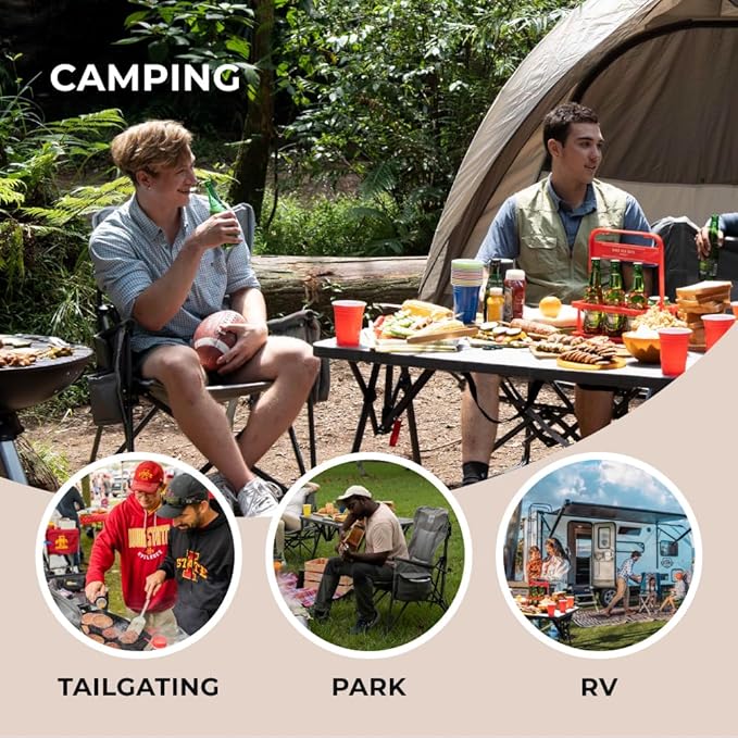 Camphor Designs Heavy Duty Portable Folding Camping Chair for Adults with Padded | for Outdoor & Sports, Backpacking, Beach, Lawn, Hunting, Tailgating, Fishing | Supports 400 Lbs (Single, Beige)