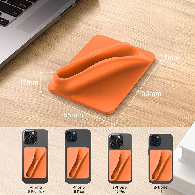 DOB SECHS Silicone Lip Holder for Cell Phone Lipstick Lip Glaze Phone Case Adhesive Back Stick On Holder for iPhone and Android Smartphone, Dark Orange