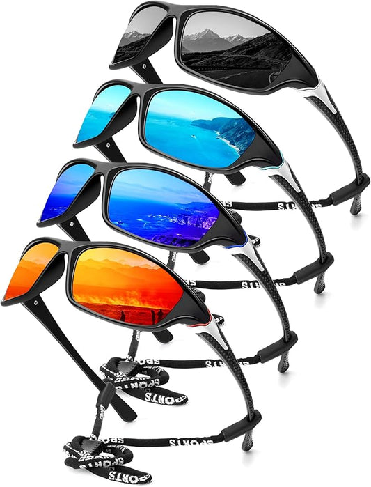 KALIYADI 4 Pack Polarized Sunglasses-Men Sports Sun-glasses: Mens Sunglasses UV Protection for Fishing Driving Cycling