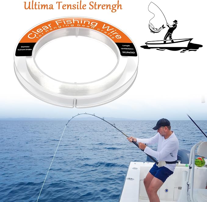 Clear Fishing Line Wire 755 ft, Invisible Monofilament Fishing Line Wire, Nylon String for Hanging Balloons Garland Crafts Picture Decorations, Clear String Threads Cords WUINOID