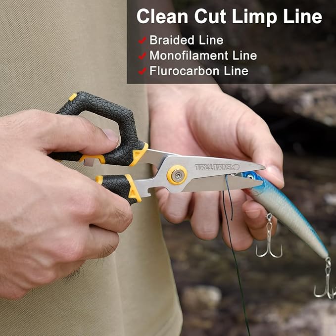 SNAIL TRAIL Fishing Line Stripper & 6" Scissors Kit, Built-in Electric Hook Sharpener, Portable Fish Braided Line Remover & Unwinding Tool, Reel Line Removal Equipment, Stripping Unwinder Gear for Men