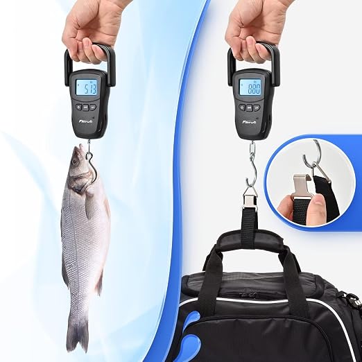 Rechargeable Fish Scale, Digital Hanging Fish Weight Scale with Large Handle and Tape Measure for Fishing, Hunting, Outdoor, Farm, 110lb/50kg