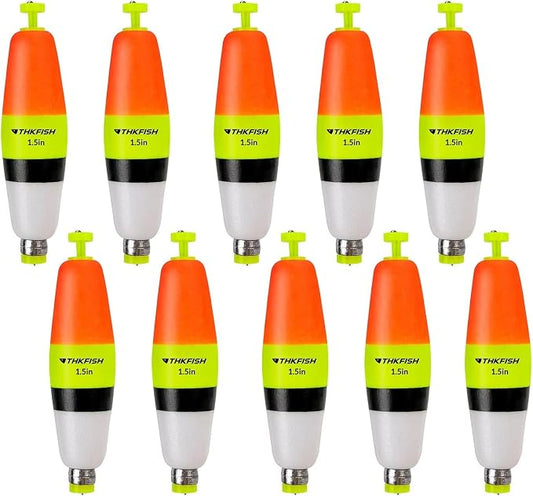 THKFISH Fishing Bobbers 5PCS EVA Foam Round Floats Red/Green Snap-On Spring Fishing Buoy Accessories for Freshwater Saltwater