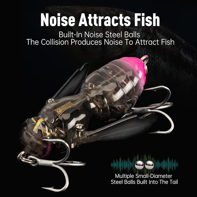 Kingdom Wasp Craw Bait Insect Bionic Floating Fishing Lures Swimbaits Hard Artificial Baits Lure for Freshwater and Saltwater Bass Carp Pike Walleye Fishing ABS Material Carbon Steel Three Book Hook