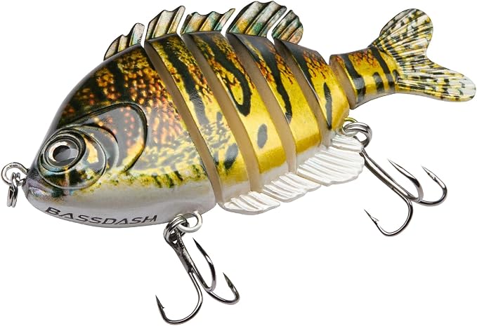 BASSDASH SwimPanfish Multi Jointed Panfish Bluegill Swimbaits Hard Topwater Bass Lures Fishing Lure Crank Saltwater 3.5in/0.85oz