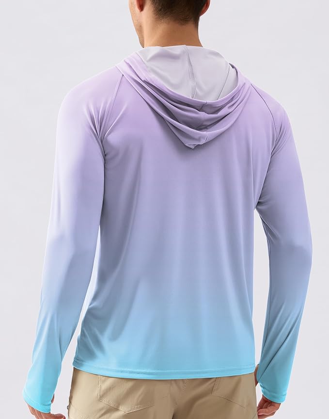 Pudolla Men's Sun Protection Hoodie Shirts UPF 50+ Rash Guard SPF Long Sleeve Fishing Shirt for Men Swim Hiking Boating
