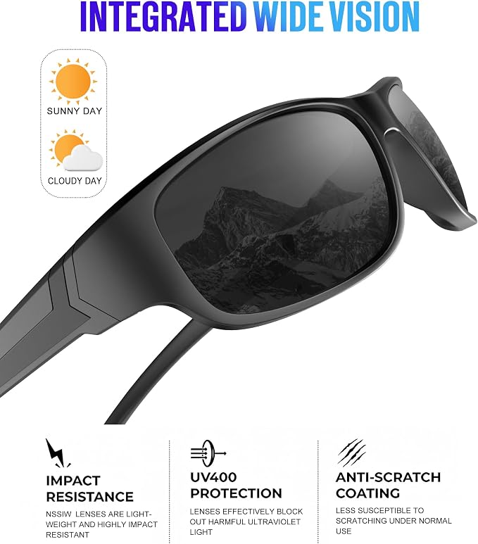 NSSIW Polarized Sunglasses-Men Sports Mens-Sunglasses: Sun Glasses Women Polarized UV400 Protection for Fishing Running Golf