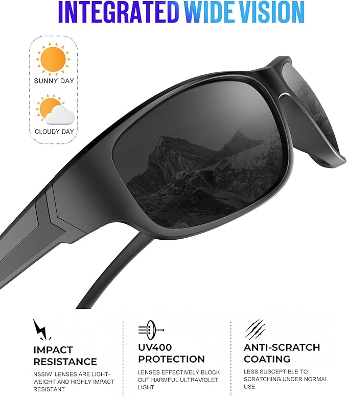NSSIW Polarized Sunglasses-Men Sports Mens-Sunglasses: Sun Glasses Women Polarized UV400 Protection for Fishing Running Golf