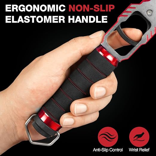 Ghosthorn 11" Aluminum Alloy Fish Lip Gripper with Scale - 40lbs Saltwater Fishing Grabber Tool, 360° Swivel Non-Slip Handle, Corrosion-Resistant Fish Holder for Caught Fish, Fish Control Tackle