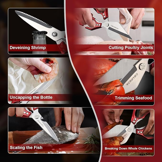 Dream Reach Kitchen Shears Set - Heavy Duty Kitchen Scissors for Food with Ergonomic Handle, Poultry Shears for Chicken, Meat, Seafood, Bone Cutting, Gifts for Men Women