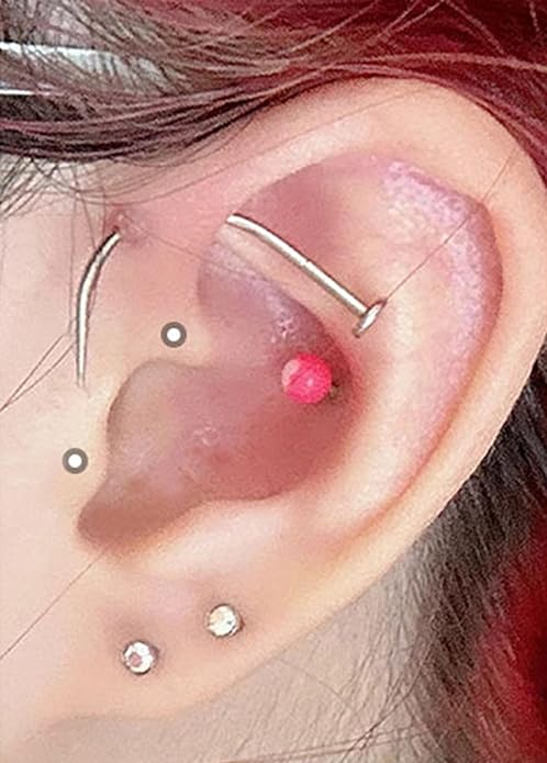 G23 Titanium Threadless Piercing Taper 16G/18G/20G Flat Back Earring Applicator Tool Insertion Pin for Push In Nose Lip Ear Tragus Helix Body Piercing Jewelry Stretcher Assistant Tool
