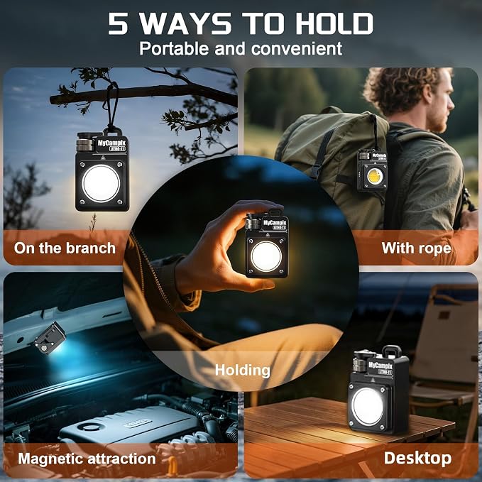 Portable Camping Light, 3500LM Adjustable LED Camping Lantern Rechargeable with 2.5-15H Runtime&Screen, Alloy Waterproof Camp Light for Power Outages, Emergency, Hurricane(Black)