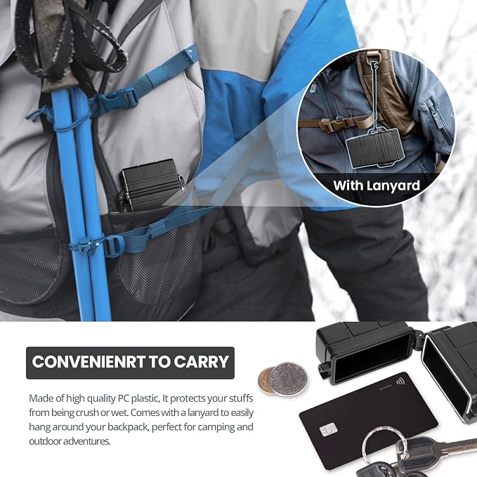 Waterproof Case, Airtight Holder Case for Whole Package 20pcs 84-100mm Size, EDC Survival Container for Fishing Kit, Match Seal Storage Dry Box, Camping Essentials, Cool Gadgets for Men Women