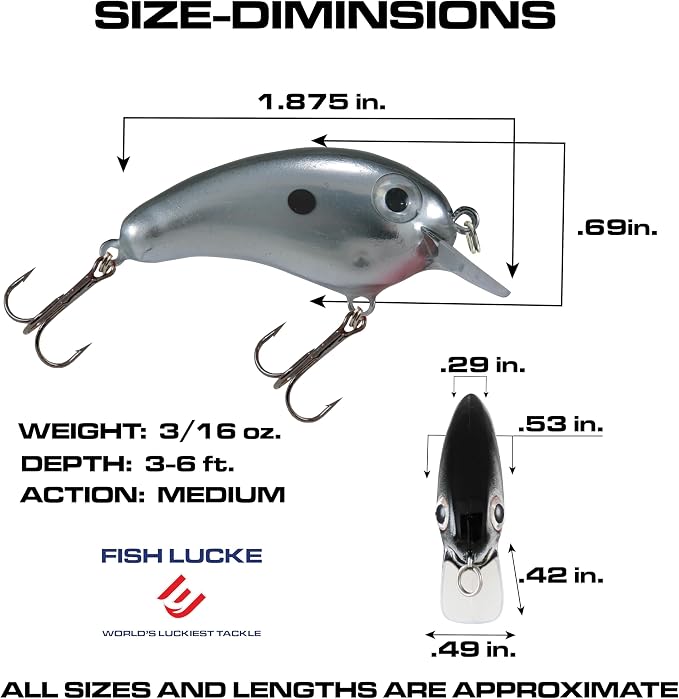 Luck E Strike Crappie Magic Crankbait (2 Inch Crappie Lure) Made in The USA