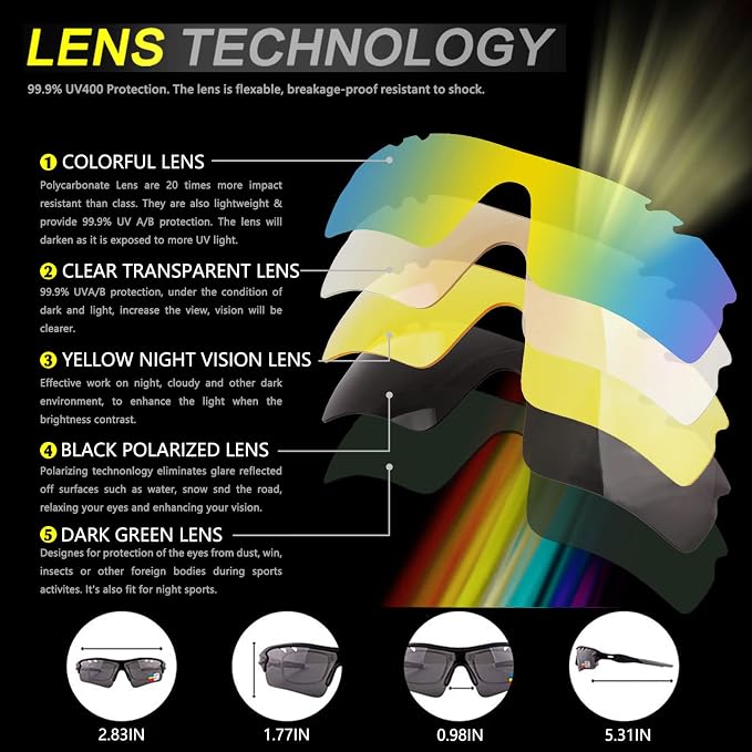 BangLong Polarized Cycling Sunglasses for Men Women, 26g Sports Sunglasses with 5 Lenses for Running Fishing Baseball Driving