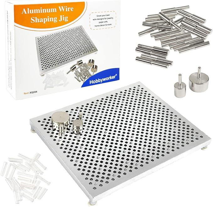 The hobbyworker Wire Bending Jig,Includes 30 Metal pegs for Jewelry Making Tools and Wire Wrapping Supplies