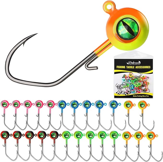Dovesun Crappie Jig Heads for Fishing Underspin Jig Heads for Crappie Walleye Bluegill Ice Fishing 20pcs/25pcs 1/32oz, 1/16oz, 1/8oz