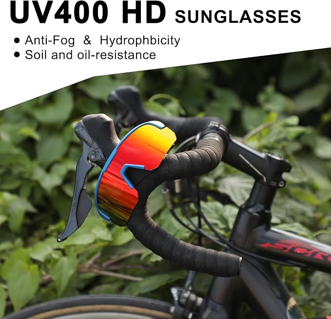 BangLong Lightweight Polarized Sports Sunglasses for Men Women, UV400 Protection Wrap-Around Sunglasses for Running Cycling