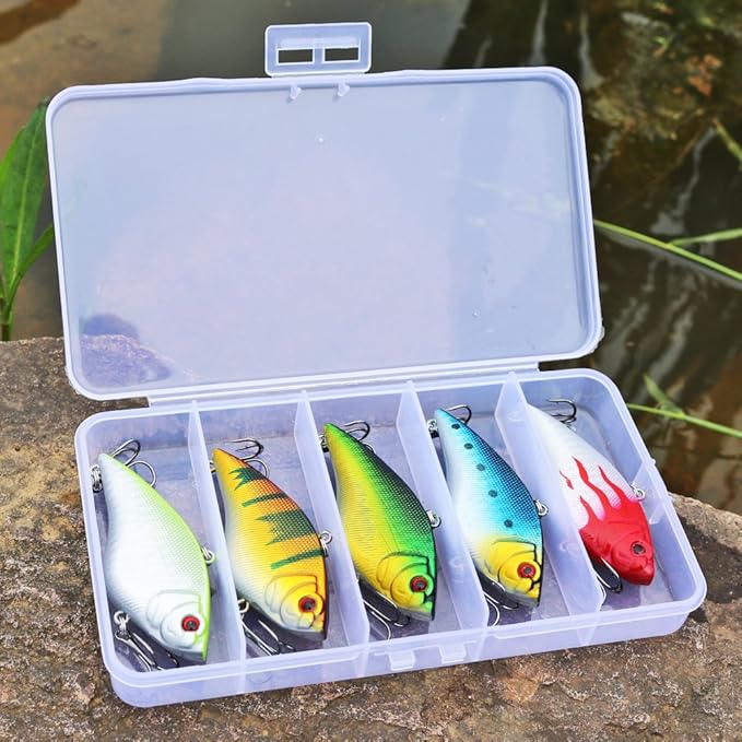 Sougayilang Fishing Lures Large Hard Bait Minnow VIB Lure with Treble Hook Life-Like Swimbait Fishing Bait Popper Crankbait Vibe Sinking Lure for Bass Trout Walleye Redfish