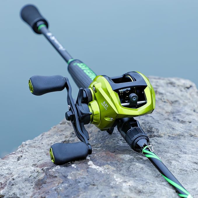 One Bass Fishing Rod Reel Combos, Spinning & Casting Combo, Graphite 2Pc Blanks, Stainless-Steel Guides, Super Polymer Handle