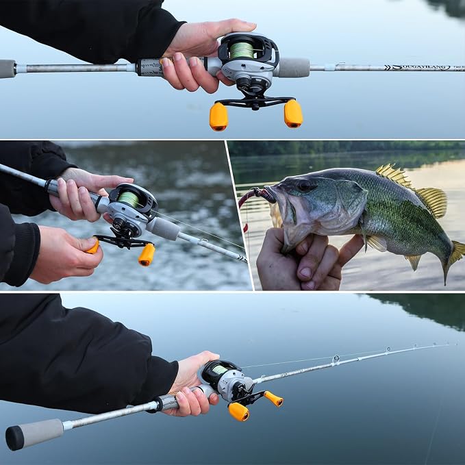 Sougayilang Spinning& Casting Fishing Rod Combos with Graphite 2Pc Blanks Fishing Reel for Bass Fishing